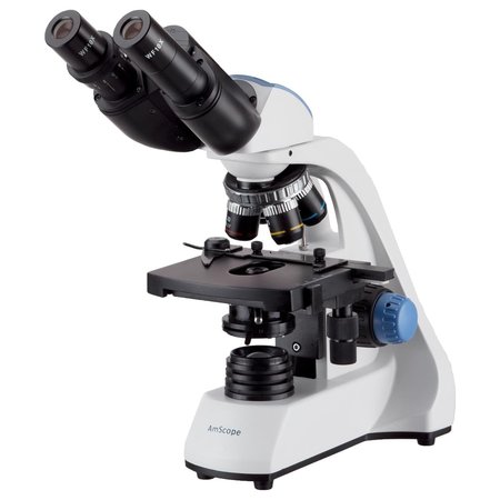 AMSCOPE 40X-2500X LED Binocular Compound Microscope w 3D Two-Layer Mechanical Stage B250C